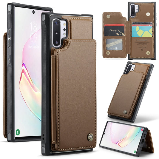 For Samsung Galaxy Note10+ 5G CaseMe C22 Card Slots Holder RFID Anti-theft Phone Case(Brown) - Galaxy Phone Cases by CaseMe | Online Shopping South Africa | PMC Jewellery | Buy Now Pay Later Mobicred