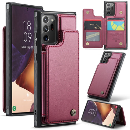 For Samsung Galaxy Note20 Ultra CaseMe C22 Card Slots Holder RFID Anti-theft Phone Case(Wine Red) - Galaxy Note20 Ultra Cases by CaseMe | Online Shopping South Africa | PMC Jewellery | Buy Now Pay Later Mobicred