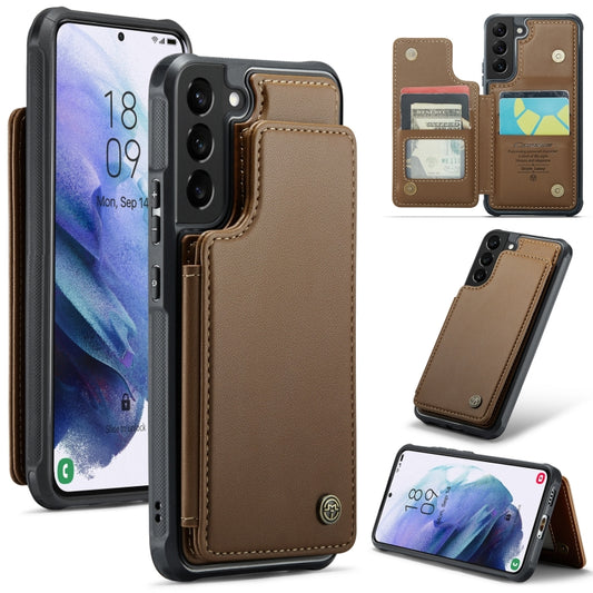 For Samsung Galaxy S21 5G CaseMe C22 Card Slots Holder RFID Anti-theft Phone Case(Brown) - Galaxy S21 5G Cases by CaseMe | Online Shopping South Africa | PMC Jewellery | Buy Now Pay Later Mobicred