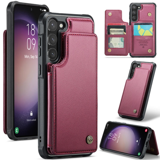 For Samsung Galaxy S23 5G CaseMe C22 Card Slots Holder RFID Anti-theft Phone Case(Wine Red) - Galaxy S23 5G Cases by CaseMe | Online Shopping South Africa | PMC Jewellery | Buy Now Pay Later Mobicred