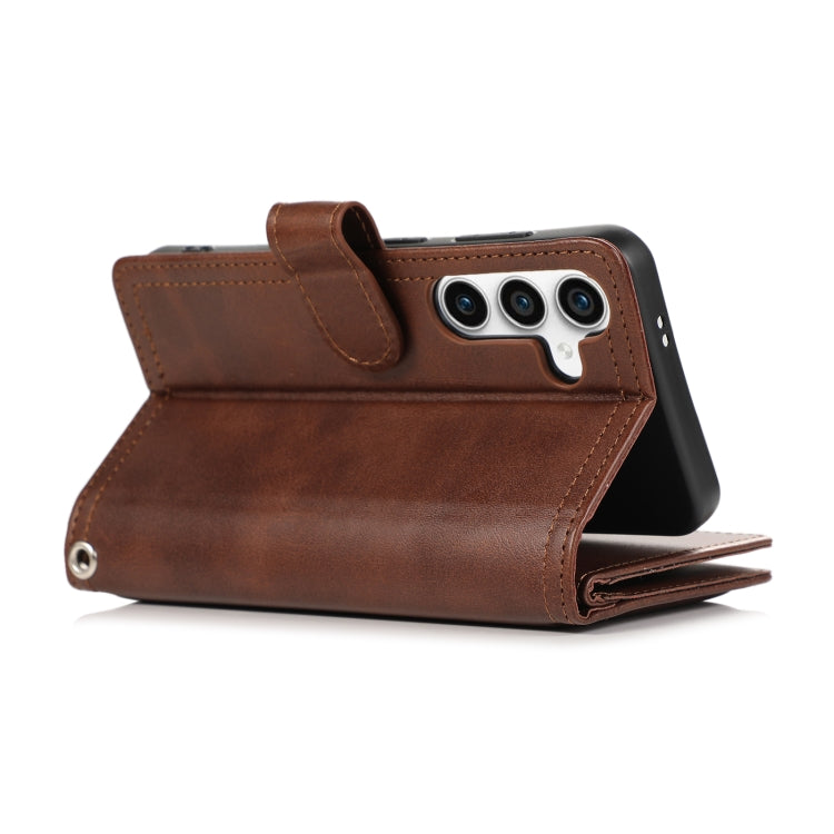 For Samsung Galaxy S24+ 5G Wristband Card Slot Leather Phone Case(Coffee) - Galaxy S24+ 5G Cases by PMC Jewellery | Online Shopping South Africa | PMC Jewellery | Buy Now Pay Later Mobicred