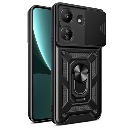 For Xiaomi Redmi 13C 4G Sliding Camera Cover Design TPU Hybrid PC Phone Case(Black) - 13C Cases by PMC Jewellery | Online Shopping South Africa | PMC Jewellery