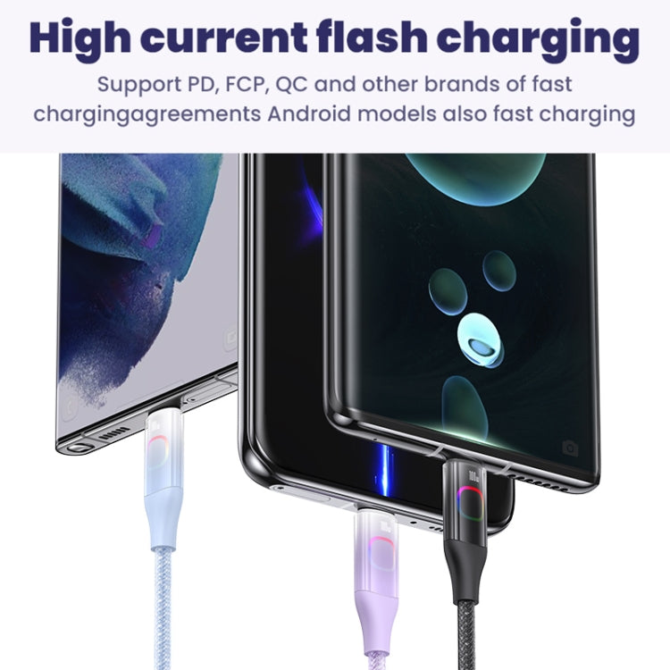 USAMS US-SJ640 1.2m Type-C to Type-C PD100W Fast Charging Cable with Colorful Light(Gradient Blue) - USB-C & Type-C Cable by USAMS | Online Shopping South Africa | PMC Jewellery | Buy Now Pay Later Mobicred