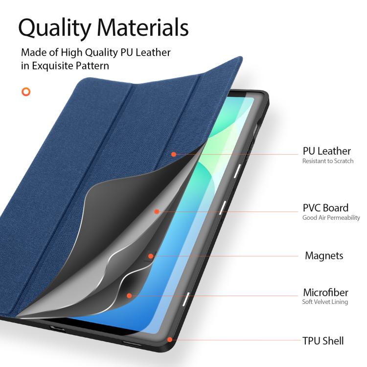 For Samsung Galaxy Tab S10 FE+ DUX DUCIS Domo Series Magnetic Flip Leather Tablet Case(Blue) - free shipping - PMc TechLife - Order now!
