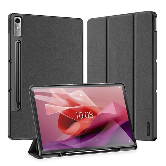 For Lenovo Tab P12 12.7 2023 DUX DUCIS Domo Series Magnetic Flip Leather Tablet Case(Black) - Lenovo by DUX DUCIS | Online Shopping South Africa | PMC Jewellery | Buy Now Pay Later Mobicred