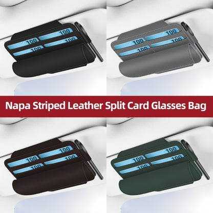 3073 Napa Texture Leather Car Removable Glasses Storage Bag(Grey) - Sunglasses & Glasses Clips by PMC Jewellery | Online Shopping South Africa | PMC Jewellery | Buy Now Pay Later Mobicred