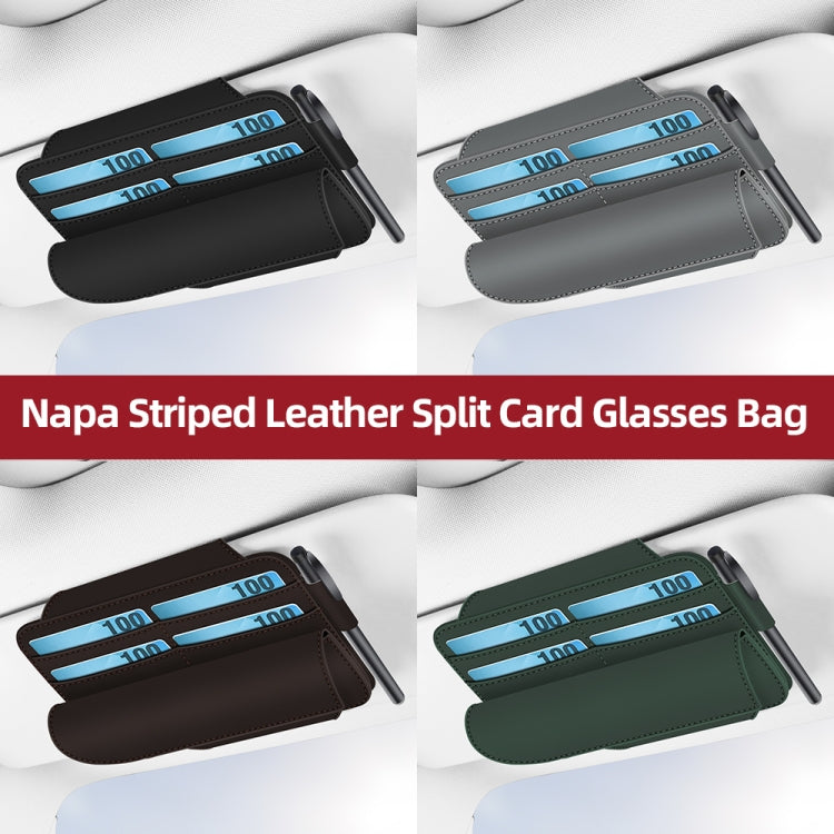 3073 Napa Texture Leather Car Removable Glasses Storage Bag(Green) - Sunglasses & Glasses Clips by PMC Jewellery | Online Shopping South Africa | PMC Jewellery | Buy Now Pay Later Mobicred