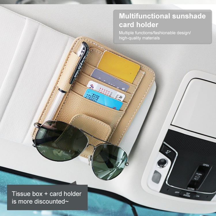 Car Litchi Texture Hanging Tissue Box Sun Visor Card Storage Clip(Beige) - Sunglasses & Glasses Clips by PMC Jewellery | Online Shopping South Africa | PMC Jewellery | Buy Now Pay Later Mobicred