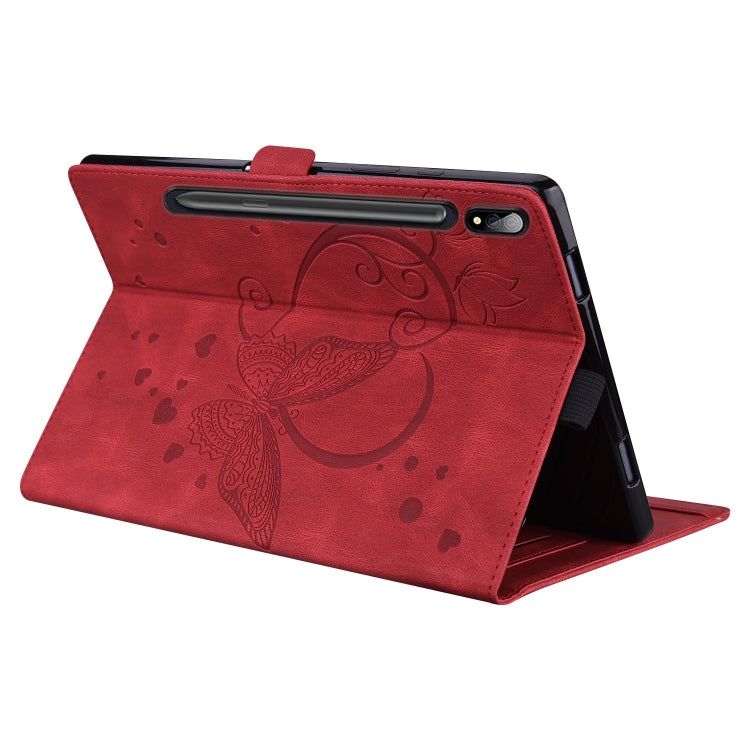 For Samsung Galaxy Tab S9 FE+ Love Butterfly Embossed Leather Tablet Case(Red) - Galaxy Tab S9 FE+ by PMC Jewellery | Online Shopping South Africa | PMC Jewellery | Buy Now Pay Later Mobicred