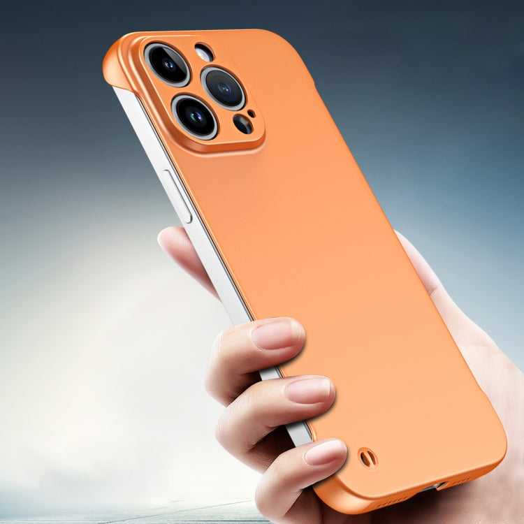 For iPhone 13 Pro Max Frameless Metallic Paint Hybrid PC Phone Case(Orange) - free shipping - PMC Jewellery - Order now!