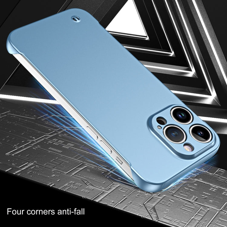 For iPhone 12 mini Frameless Metallic Paint Hybrid PC Phone Case(Sierra Blue) - iPhone 12 mini Cases by PMC Jewellery | Online Shopping South Africa | PMC Jewellery