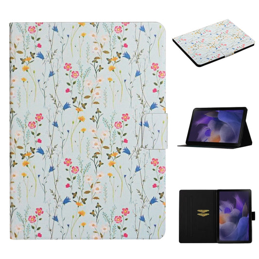 For Samsung Galaxy Tab A9 Flower Pattern Horizontal Flip PU Tablet Case with Sleep / Wake-up Function(Small Floral) - Galaxy Tab A9 by PMC Jewellery | Online Shopping South Africa | PMC Jewellery