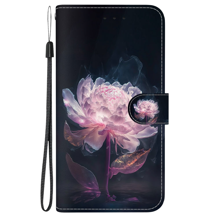 For Google Pixel 9 Pro Crystal Texture Colored Drawing Leather Phone Case(Purple Peony) - Google Cases by PMC Jewellery | Online Shopping South Africa | PMC Jewellery | Buy Now Pay Later Mobicred