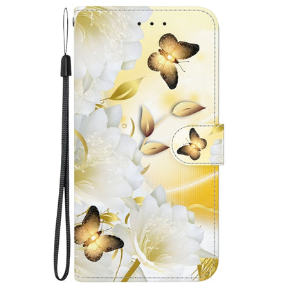 For Google Pixel 9 Crystal Texture Colored Drawing Leather Phone Case(Gold Butterfly Epiphyllum) - Google Cases by PMC Jewellery | Online Shopping South Africa | PMC Jewellery | Buy Now Pay Later Mobicred