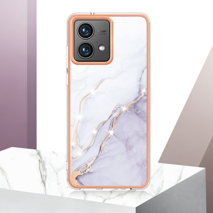 For Motorola Moto G84 Electroplating Marble Dual-side IMD Phone Case(White 006) - Motorola Cases by PMC Jewellery | Online Shopping South Africa | PMC Jewellery | Buy Now Pay Later Mobicred