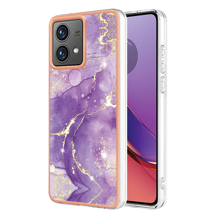 For Motorola Moto G84 Electroplating Marble Dual-side IMD Phone Case(Purple 002) - Motorola Cases by PMC Jewellery | Online Shopping South Africa | PMC Jewellery | Buy Now Pay Later Mobicred