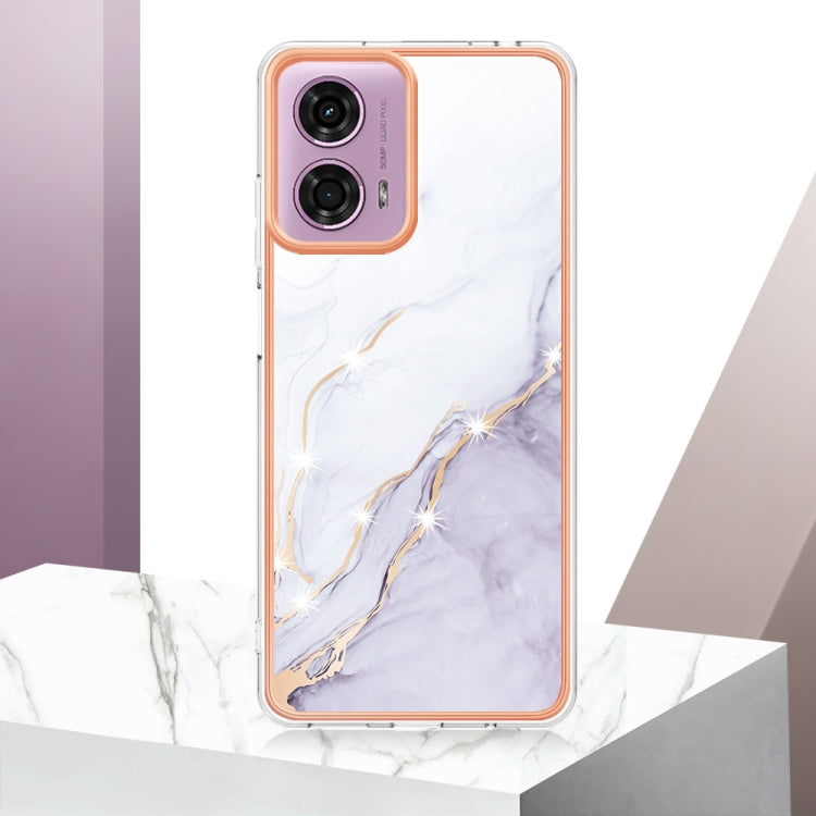 For Motorola Moto G24 4G / G04 4G Electroplating Marble Dual-side IMD Phone Case(White 006) - Motorola Cases by PMC Jewellery | Online Shopping South Africa | PMC Jewellery | Buy Now Pay Later Mobicred