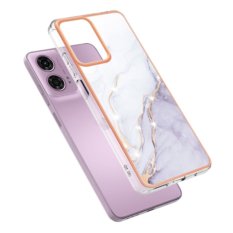 For Motorola Moto G24 4G / G04 4G Electroplating Marble Dual-side IMD Phone Case(White 006) - Motorola Cases by PMC Jewellery | Online Shopping South Africa | PMC Jewellery | Buy Now Pay Later Mobicred