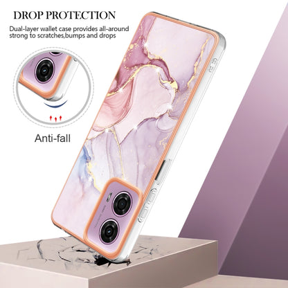 For Motorola Moto G24 4G / G04 4G Electroplating Marble Dual-side IMD Phone Case(Rose Gold 005) - Motorola Cases by PMC Jewellery | Online Shopping South Africa | PMC Jewellery | Buy Now Pay Later Mobicred