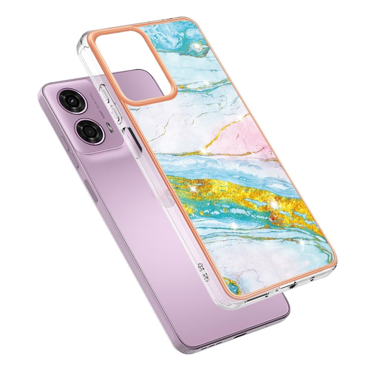 For Motorola Moto G24 4G / G04 4G Electroplating Marble Dual-side IMD Phone Case(Green 004) - Motorola Cases by PMC Jewellery | Online Shopping South Africa | PMC Jewellery | Buy Now Pay Later Mobicred