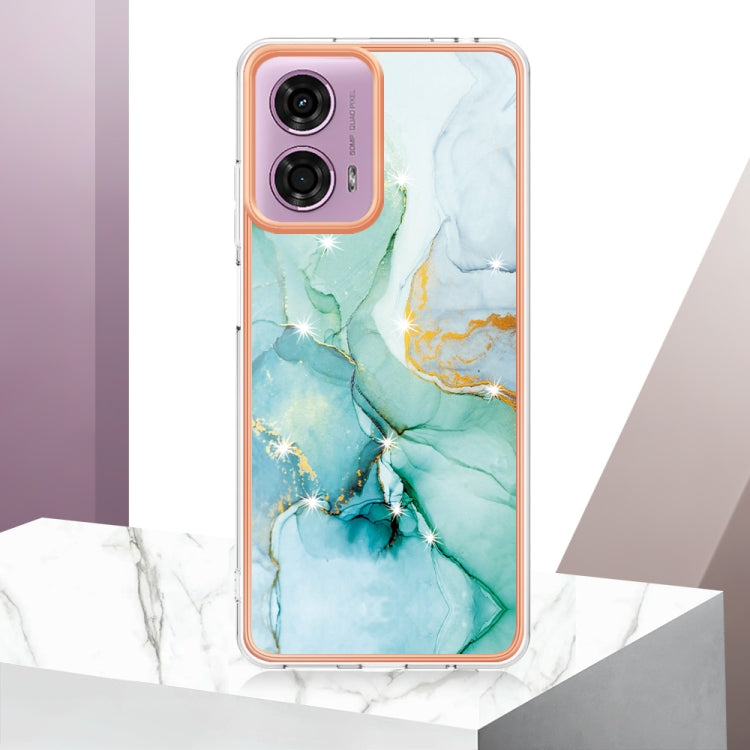 For Motorola Moto G24 4G / G04 4G Electroplating Marble Dual-side IMD Phone Case(Green 003) - Motorola Cases by PMC Jewellery | Online Shopping South Africa | PMC Jewellery | Buy Now Pay Later Mobicred