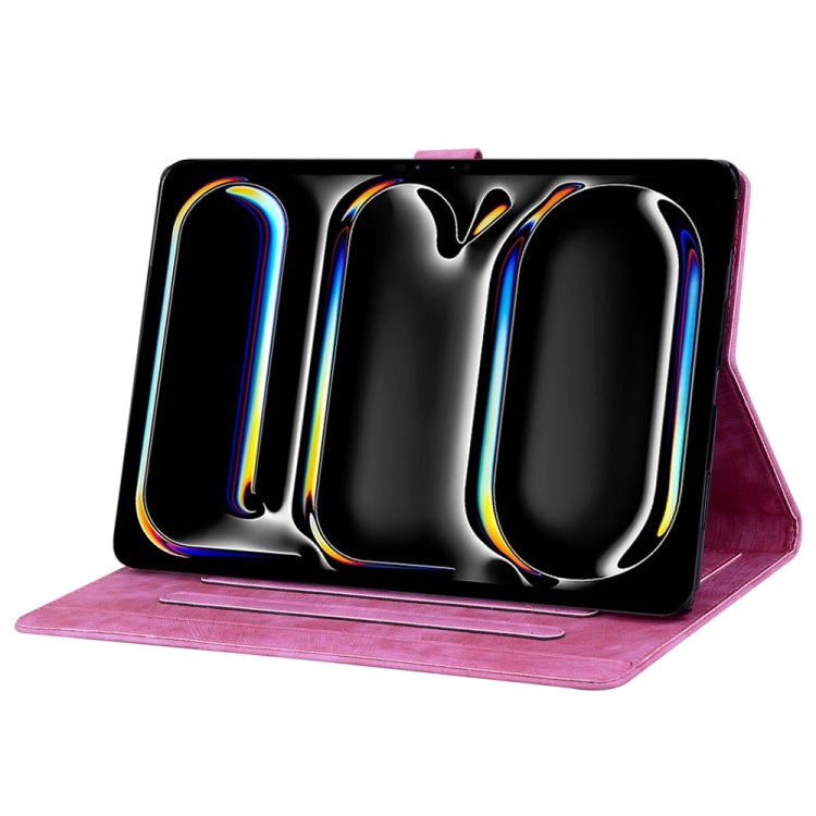 For iPad Pro 13 2024 Cartoon Sakura Cat Embossed Smart Leather Tablet Case(Rose Red) - iPad Pro 13 2024 Cases by PMC TechLife | Online Shopping South Africa | PMC TechLife | Buy Now Pay Later Mobicred