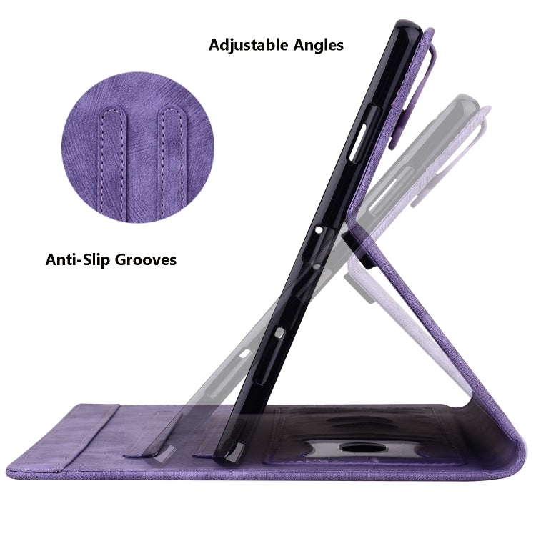 For Lenovo Tab M10 3rd Gen Cartoon Sakura Cat Embossed Leather Tablet Case(Purple) - Lenovo by PMC TechLife | Online Shopping South Africa | PMC TechLife | Buy Now Pay Later Mobicred