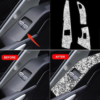 For Chevrolet Corvette C7 2014-2019 Car Door Button Panel Diamond Decorative Sticker, Left Drive - Car Interior Mouldings by PMC Jewellery | Online Shopping South Africa | PMC Jewellery | Buy Now Pay Later Mobicred