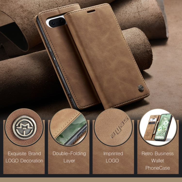 For Google Pixel 8A CaseMe 013 Multifunctional Horizontal Flip Leather Phone Case(Brown) - Google Cases by CaseMe | Online Shopping South Africa | PMC Jewellery | Buy Now Pay Later Mobicred