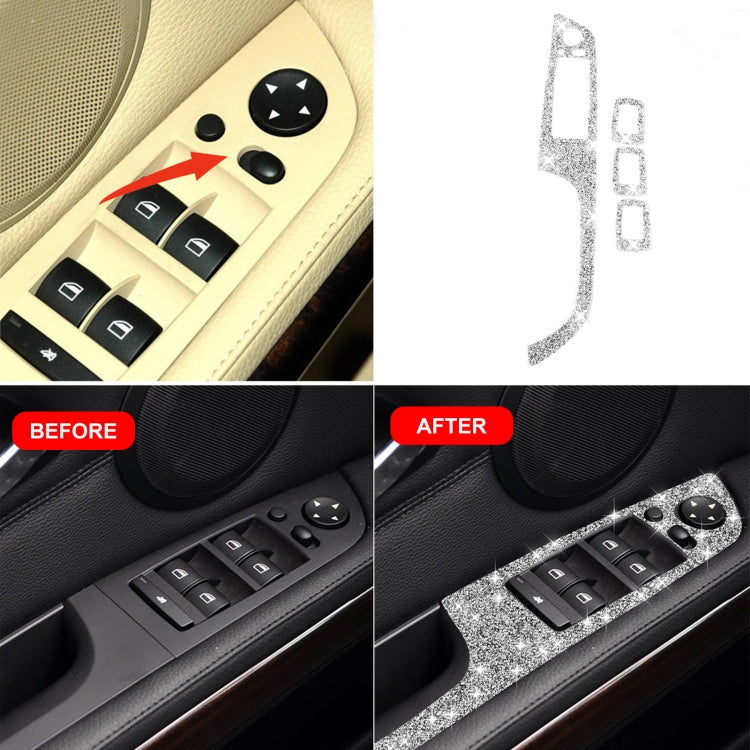 For BMW 3 Series E90 / 320i / 325i 2005-2012 Car Window Lift Panel with Folding Key 35.8cm Diamond Decorative Sticker, Left Drive - Car Interior Mouldings by PMC Jewellery | Online Shopping South Africa | PMC Jewellery | Buy Now Pay Later Mobicred