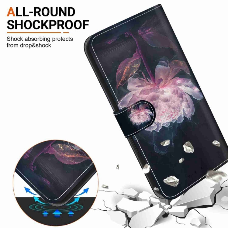 For Motorola Edge 2024 Crystal Texture Colored Drawing Leather Phone Case(Purple Peony) - Motorola Cases by PMC Jewellery | Online Shopping South Africa | PMC Jewellery | Buy Now Pay Later Mobicred