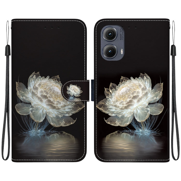 For Motorola Edge 2024 Crystal Texture Colored Drawing Leather Phone Case(Crystal Peony) - Motorola Cases by PMC Jewellery | Online Shopping South Africa | PMC Jewellery | Buy Now Pay Later Mobicred