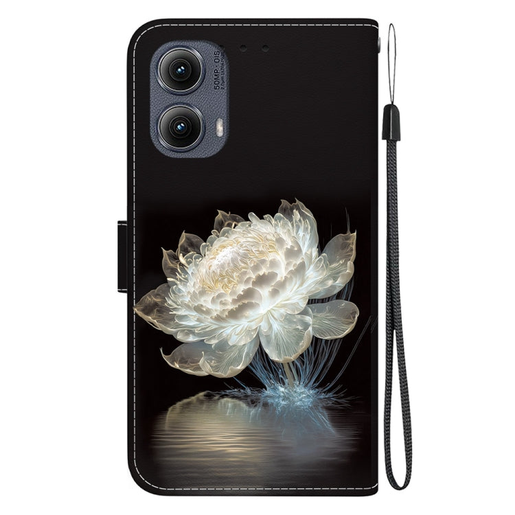 For Motorola Edge 2024 Crystal Texture Colored Drawing Leather Phone Case(Crystal Peony) - Motorola Cases by PMC Jewellery | Online Shopping South Africa | PMC Jewellery | Buy Now Pay Later Mobicred