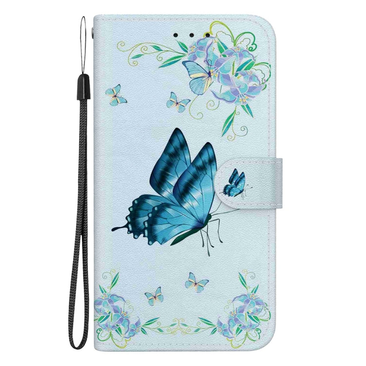 For Motorola Edge 2024 Crystal Texture Colored Drawing Leather Phone Case(Blue Pansies) - Motorola Cases by PMC Jewellery | Online Shopping South Africa | PMC Jewellery | Buy Now Pay Later Mobicred