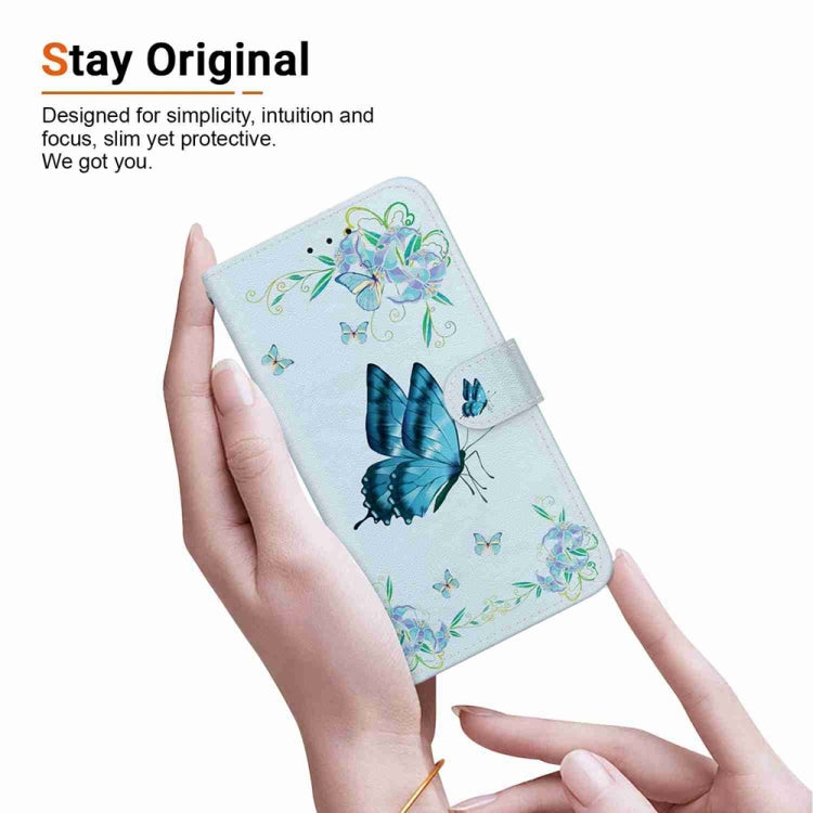 For Motorola Edge 2024 Crystal Texture Colored Drawing Leather Phone Case(Blue Pansies) - Motorola Cases by PMC Jewellery | Online Shopping South Africa | PMC Jewellery | Buy Now Pay Later Mobicred