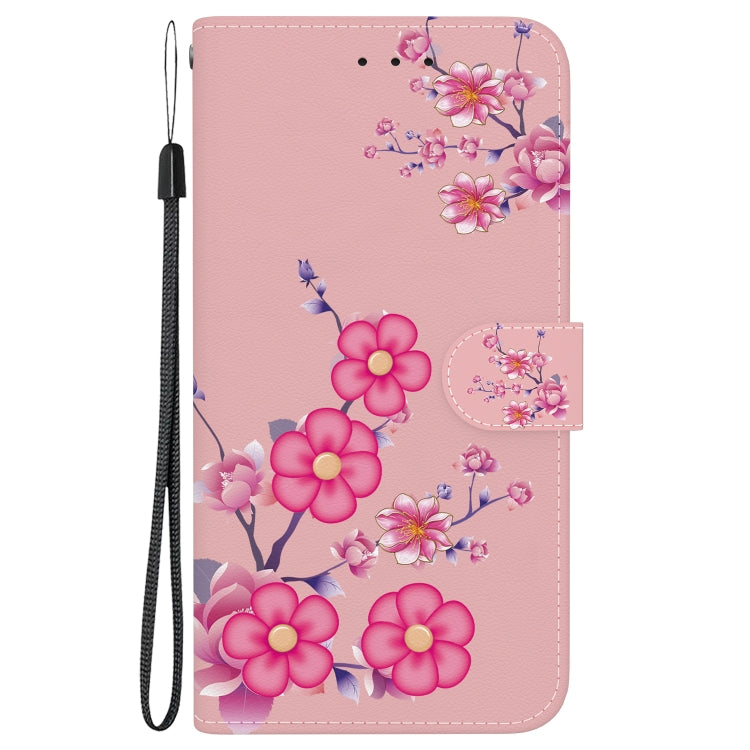 For OPPO Reno11 F Global Crystal Texture Colored Drawing Leather Phone Case(Cherry Blossoms) - Reno11 F Cases by PMC TechLife | Online Shopping South Africa | PMC TechLife | Buy Now Pay Later Mobicred