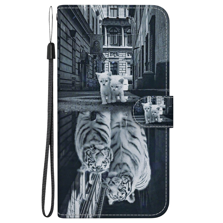 For OPPO Reno11 Pro 5G Global Crystal Texture Colored Drawing Leather Phone Case(Cat Tiger Reflection) - Reno11 Pro Cases by PMC Jewellery | Online Shopping South Africa | PMC Jewellery | Buy Now Pay Later Mobicred