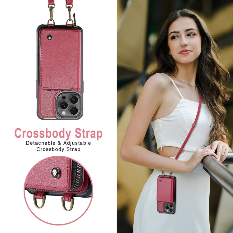 For iPhone 16 Pro JEEHOOD C22 Series Zipper Wallet Leather Phone Case with Dual Lanyard(Red) - iPhone 16 Pro Cases by JEEHOOD | Online Shopping South Africa | PMC Jewellery | Buy Now Pay Later Mobicred