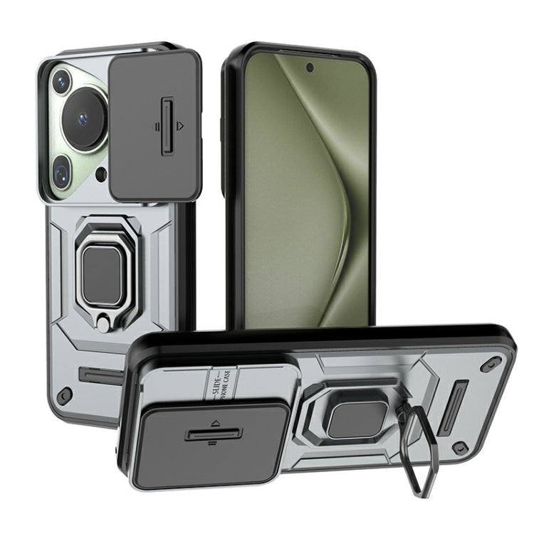 For Huawei Pura 70 Ultra Sliding Camshield TPU + PC Shockproof Phone Case with Holder(Grey) - Huawei Cases by PMC Jewellery | Online Shopping South Africa | PMC Jewellery | Buy Now Pay Later Mobicred