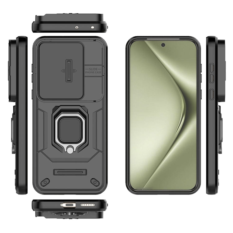 For Huawei Pura 70 Ultra Sliding Camshield TPU + PC Shockproof Phone Case with Holder(Green) - Huawei Cases by PMC Jewellery | Online Shopping South Africa | PMC Jewellery | Buy Now Pay Later Mobicred