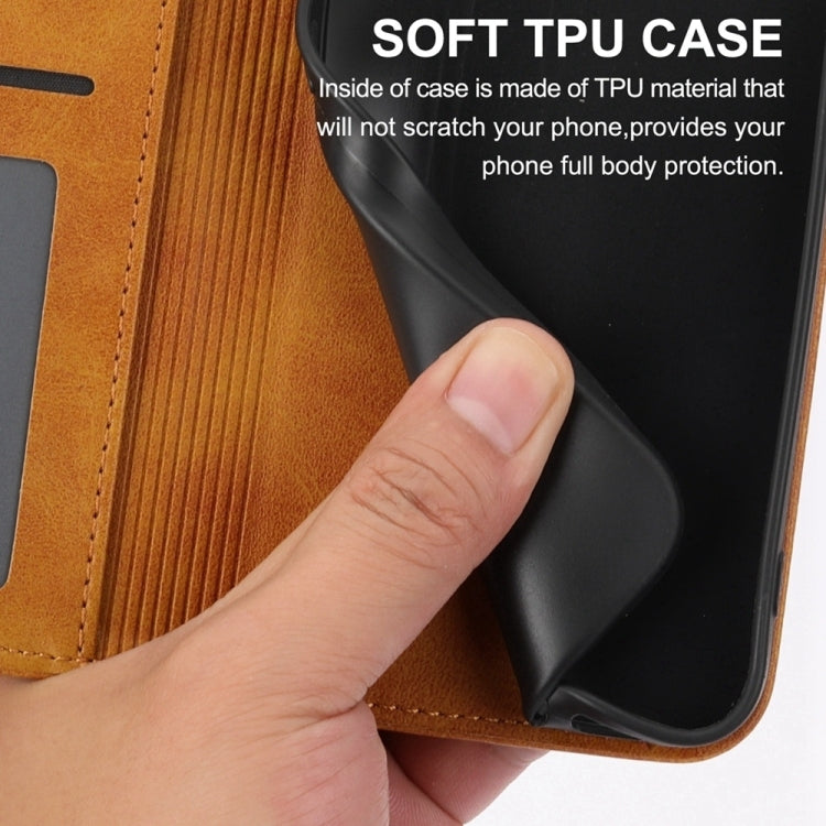 For iPhone 16e Cubic Grid Calf Texture Magnetic Leather Phone Case(Yellow) - iPhone 16e Cases by PMC TechLife | Online Shopping South Africa | PMC TechLife | Buy Now Pay Later Mobicred