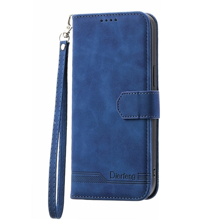 For iPhone 16e Dierfeng Dream Line TPU + PU Leather Phone Case(Blue) - iPhone 16e Cases by PMC TechLife | Online Shopping South Africa | PMC TechLife | Buy Now Pay Later Mobicred