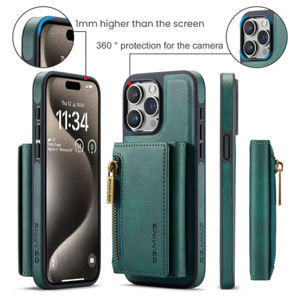 For iPhone 15 Pro Max DG.MING M5 Series Zip RFID Multi Card Detachable Leather Phone Case(Green) - iPhone 15 Pro Max Cases by DG.MING | Online Shopping South Africa | PMC Jewellery | Buy Now Pay Later Mobicred