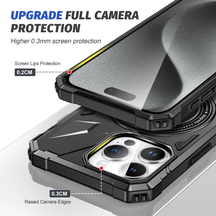 For iPhone 15 Plus MagSafe Magnetic Shockproof Phone Case with Ring Holder(Black) - iPhone 15 Plus Cases by PMC TechLife | Online Shopping South Africa | PMC TechLife