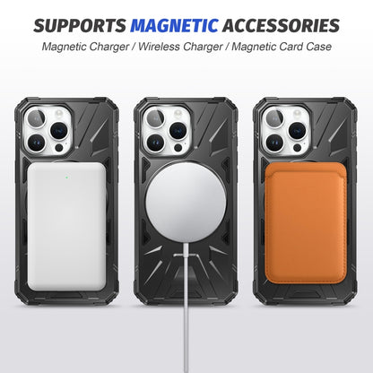 For iPhone 15 MagSafe Magnetic Shockproof Phone Case with Ring Holder(Black) - iPhone 15 Cases by PMC Jewellery | Online Shopping South Africa | PMC Jewellery