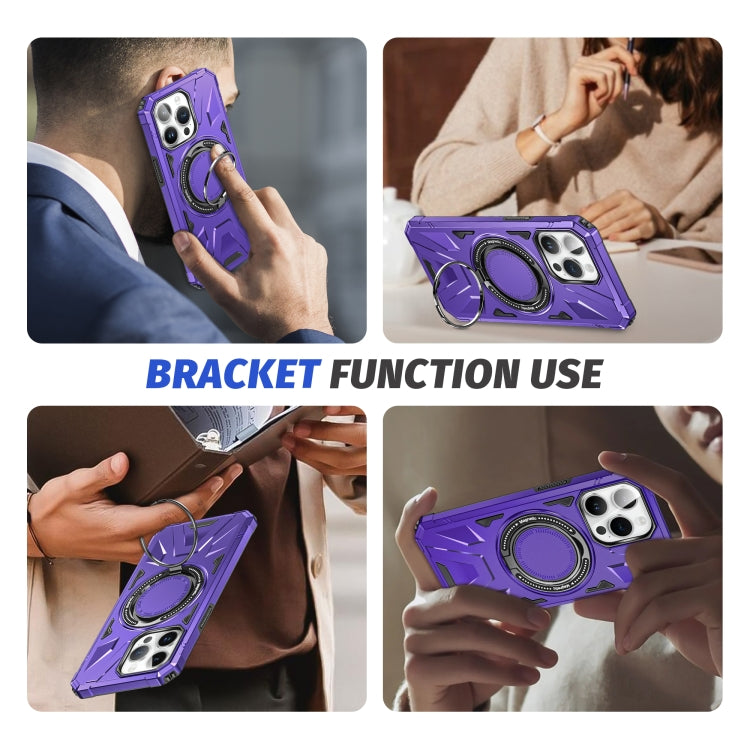 For iPhone 15 MagSafe Magnetic Shockproof Phone Case with Ring Holder(Purple) - iPhone 15 Cases by PMC Jewellery | Online Shopping South Africa | PMC Jewellery