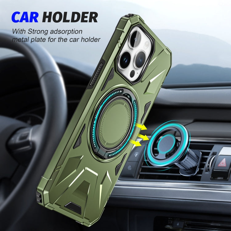 For iPhone 14 Plus MagSafe Magnetic Shockproof Phone Case with Ring Holder(Dark Green) - iPhone 14 Plus Cases by PMC TechLife | Online Shopping South Africa | PMC TechLife