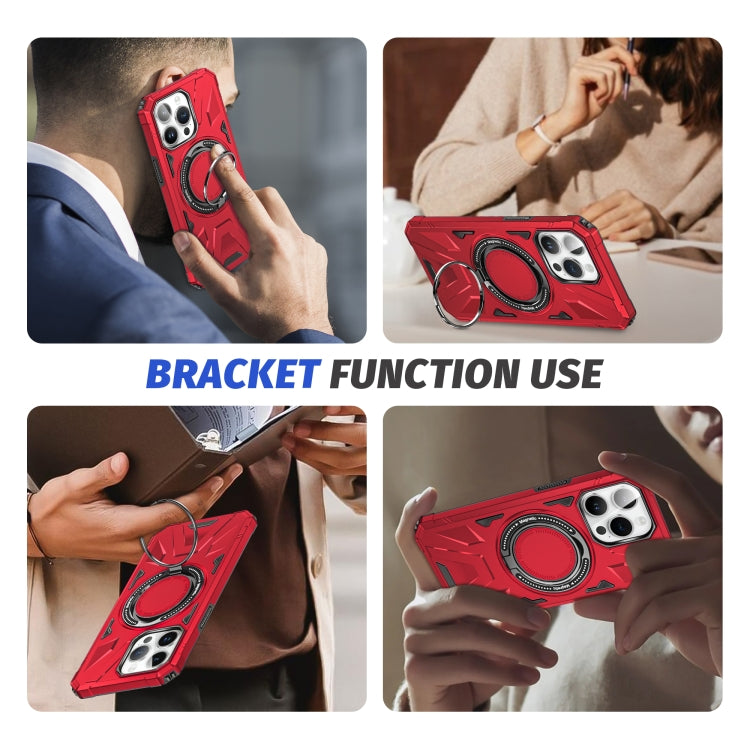For iPhone 14/13 MagSafe Magnetic Shockproof Phone Case with Ring Holder(Red) - iPhone 14 Cases by PMC TechLife | Online Shopping South Africa | PMC TechLife
