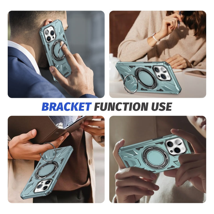 For iPhone 14 Pro Max MagSafe Magnetic Shockproof Phone Case with Ring Holder(Green) - iPhone 14 Pro Max Cases by PMC TechLife | Online Shopping South Africa | PMC TechLife