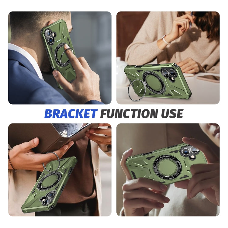 For iPhone 16 MagSafe Magnetic Shockproof Phone Case with Ring Holder(Dark Green) - iPhone 16 Cases by PMC Jewellery | Online Shopping South Africa | PMC Jewellery | Buy Now Pay Later Mobicred